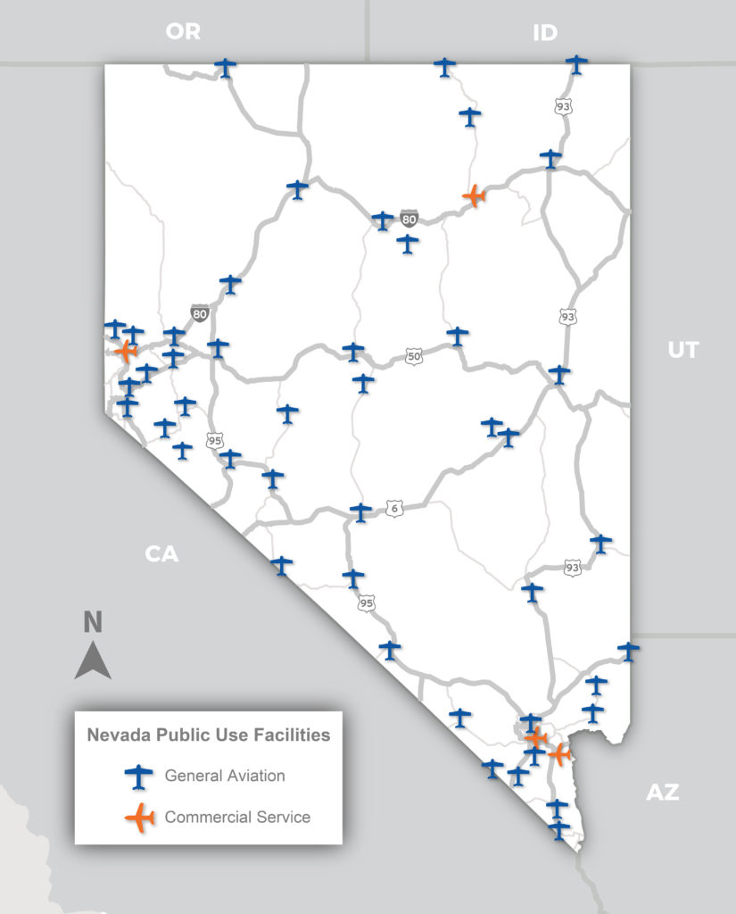 Nevada Aviation System   NV PU Facilities Map Mapboard 825x1024 